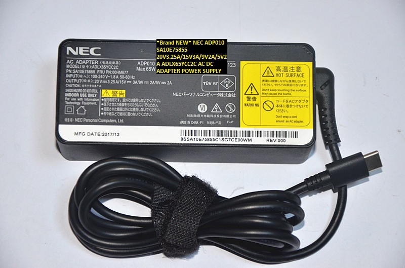 *Brand NEW* ADLX65YCC2C NEC 20V3.25A/15V3A/9V2A/5V2A SA10E75855 ADP010 AC DC ADAPTER POWER SUPPLY - Click Image to Close